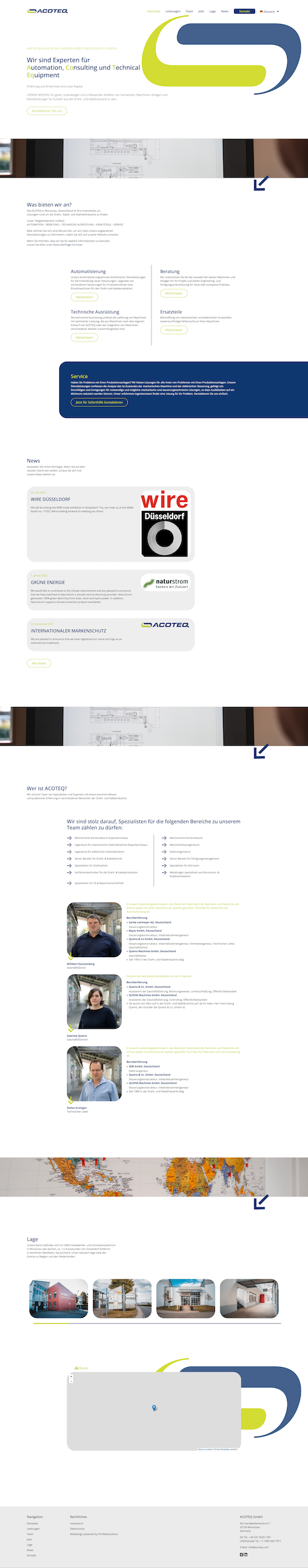 Webdesign Referenz: Screenshot der Website von Acoteq