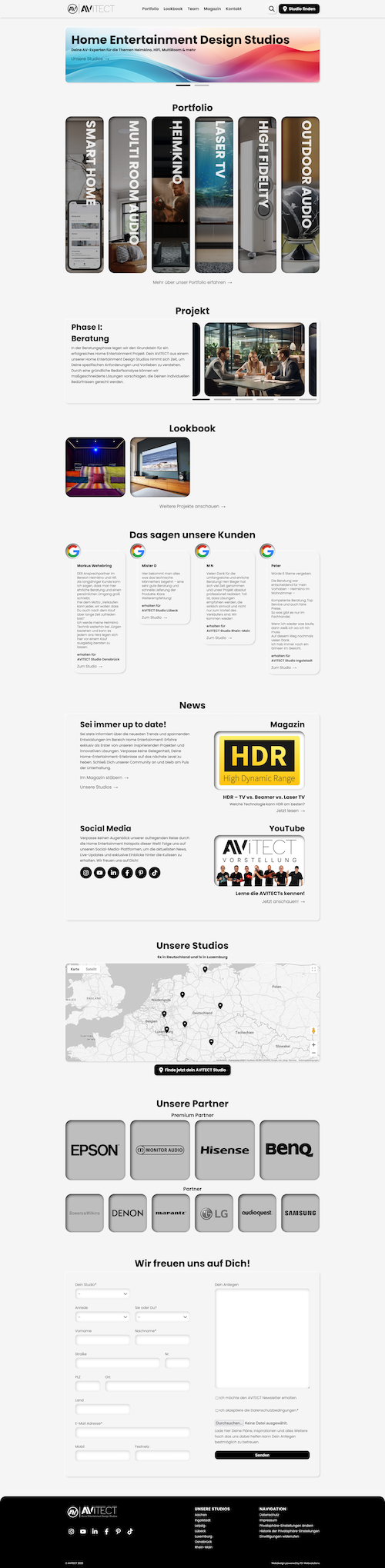 Webdesign Referenz: Screenshot der Startseite von AVITECT
