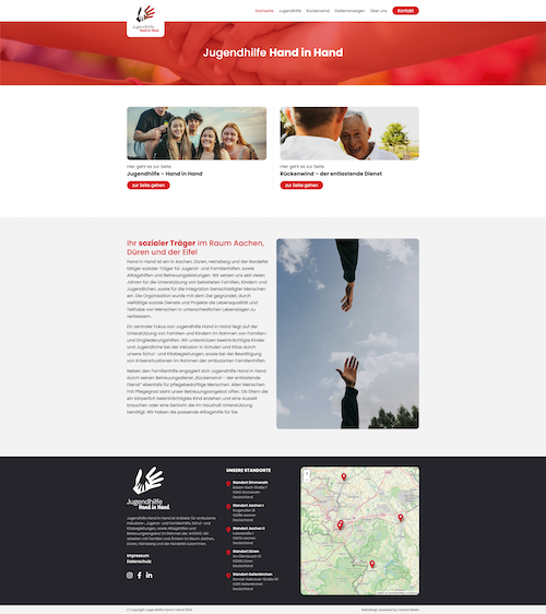 Webdesign Referenz: Screenshot der Website von Jugendhilfe Hand in Hand