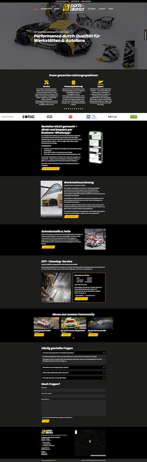 Webdesign Referenz: Screenshot der Website von parts-district