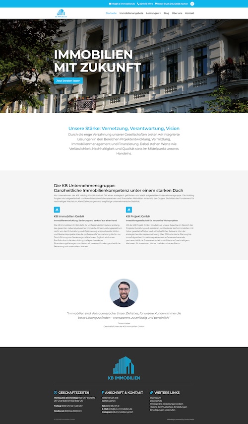 Webdesign Referenz: Screenshot der Website der KB Immobilien GmbH