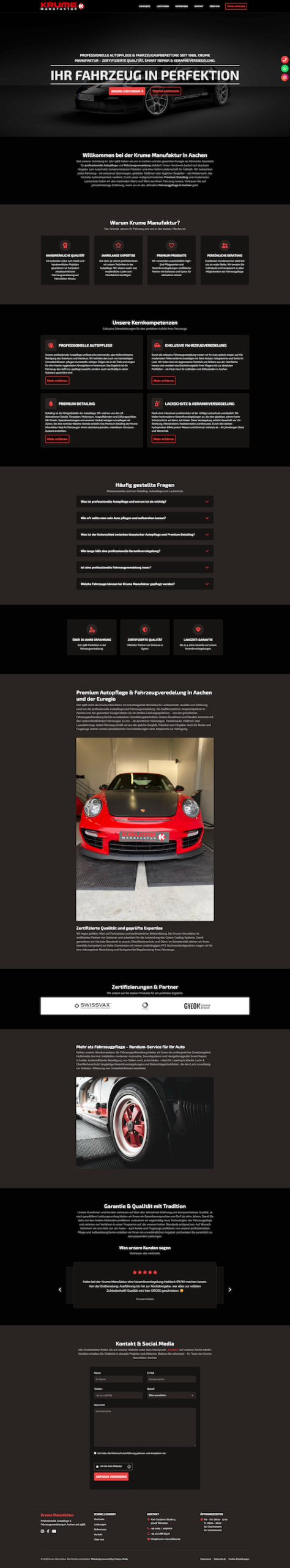 Webdesign Referenz: Screenshot der Website der Krume Manufaktur